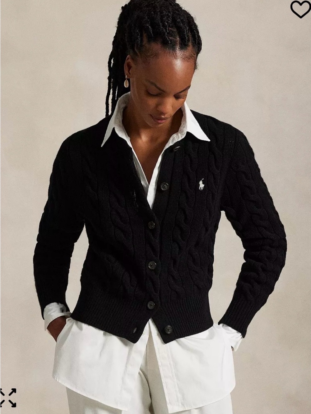 Polo by Ralph Lauren Black Cable-Knit Button-Up Cardigan - Picture 7 of 8